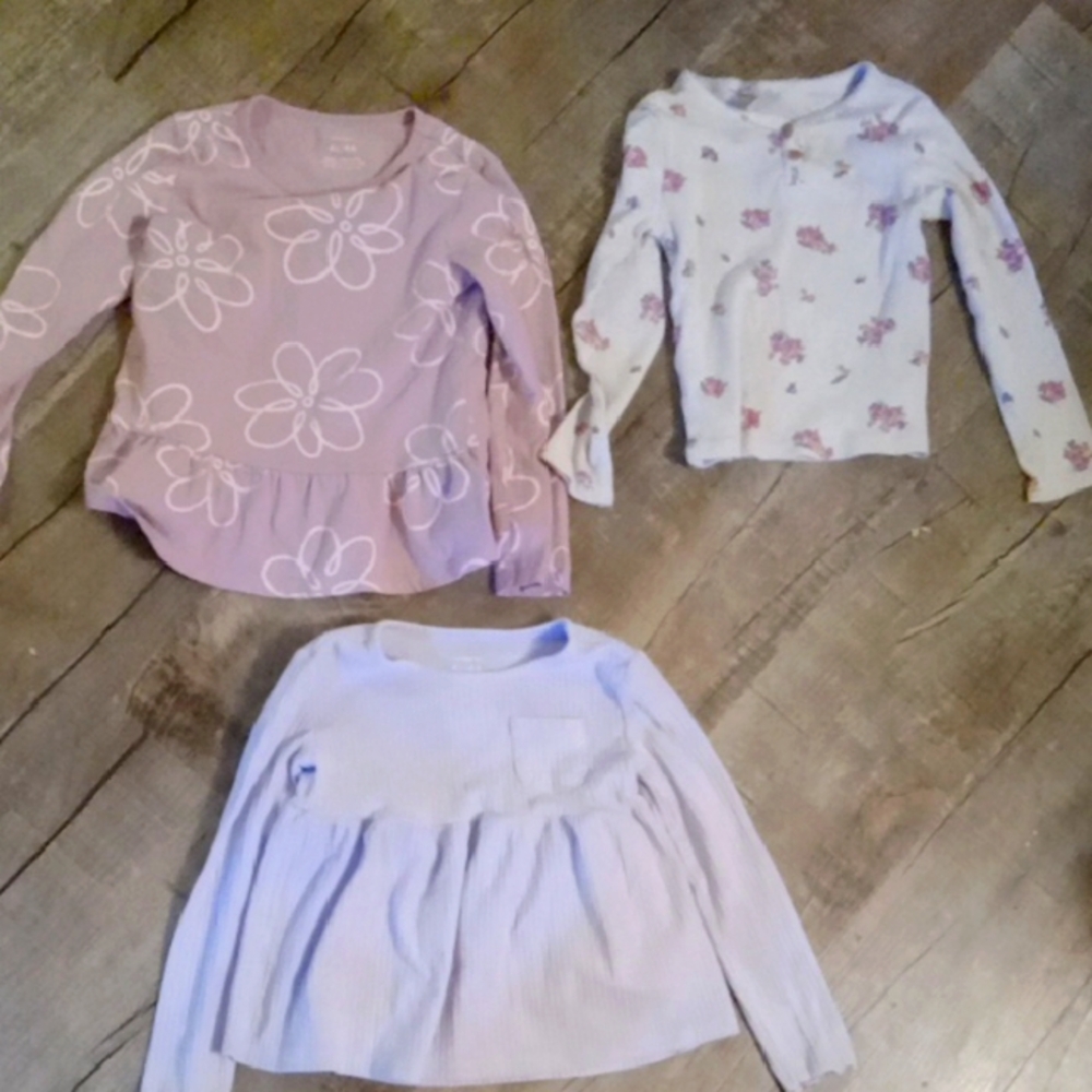 OshKosh B'gosh Pink and White Long Sleeve Tees Oshcosh And Carters.